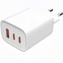 Leotec Cargador de Pared GaN 65W Ultra Slim 2xUSB-C PD + 1xUSB-A Blanco
